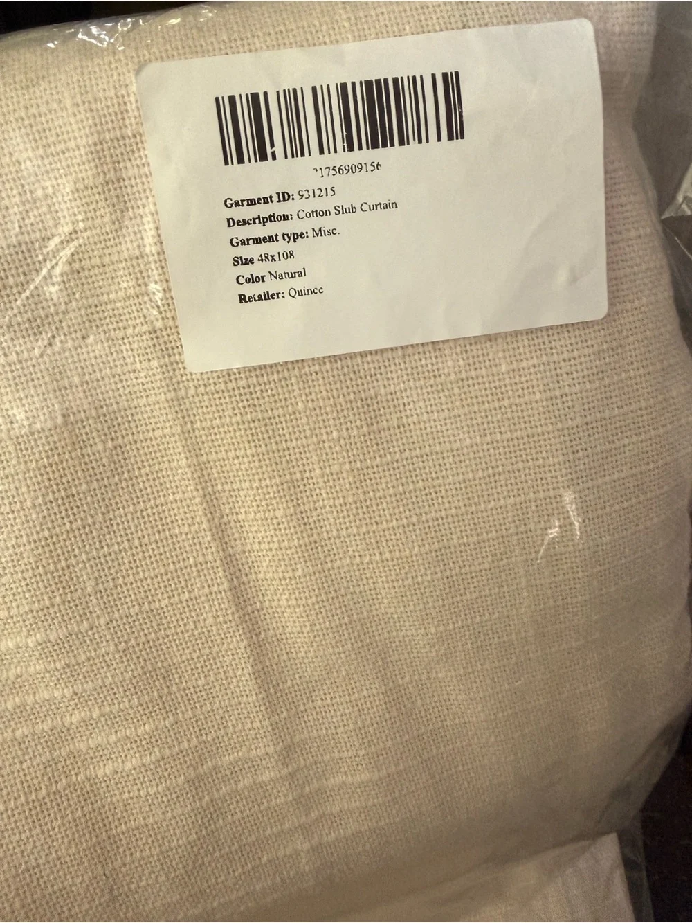 Quince Cotton Slub Curtain Panel in Natural 96x108”